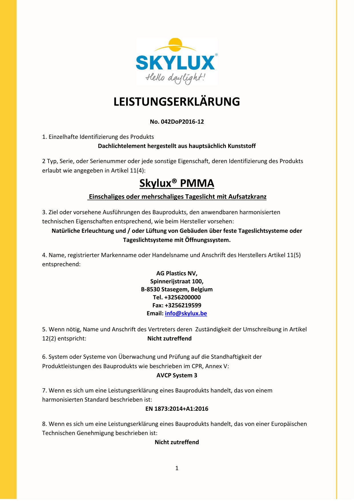 DOP (Declaration of Performance)