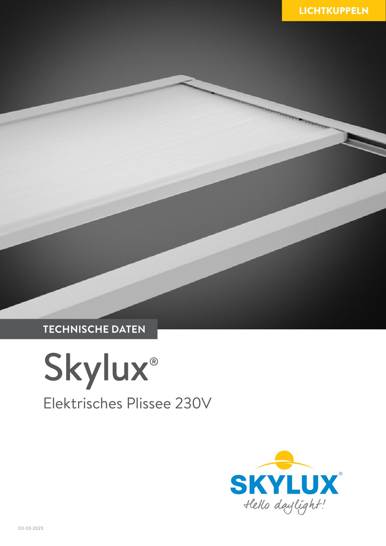 Technical file Electric interior sunblind 230V