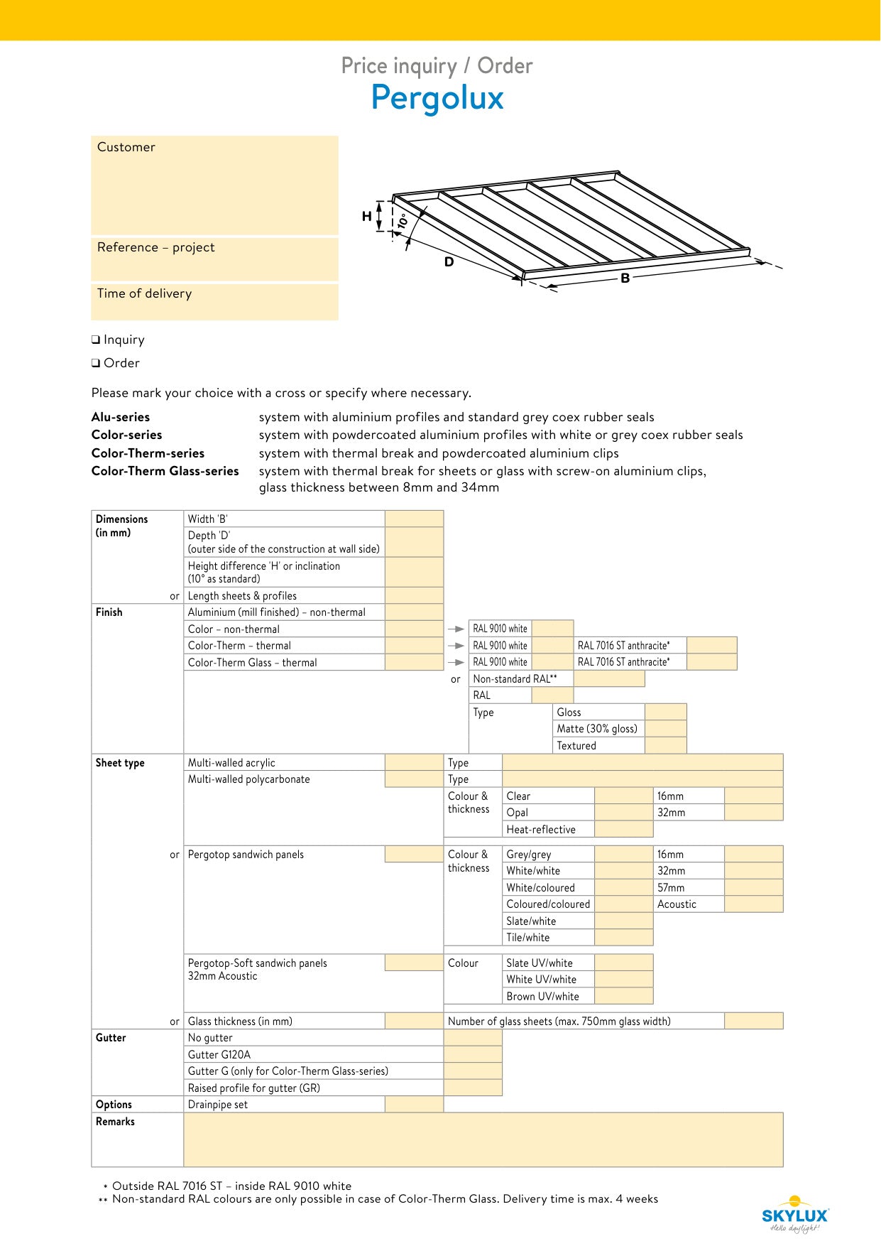 Bestelformulieren Verandaprofielen