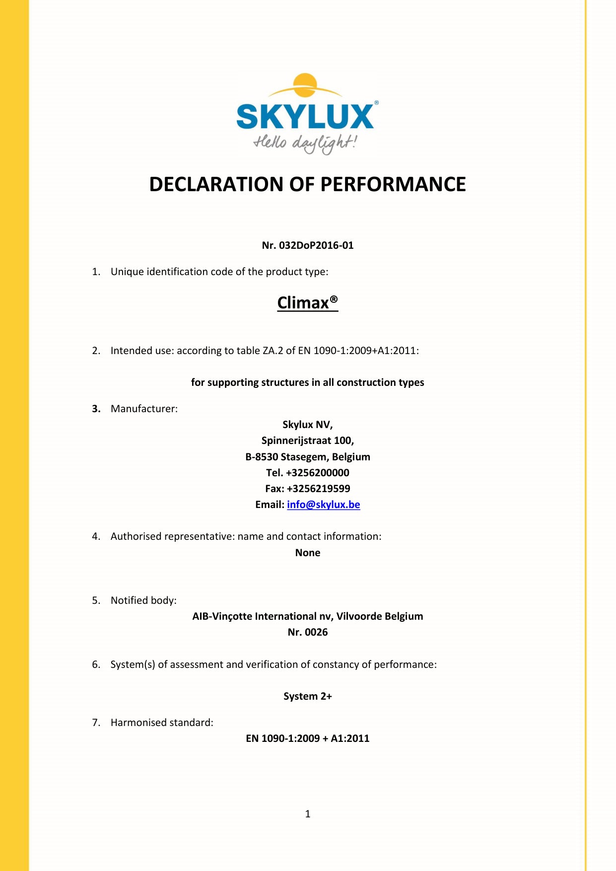 DOP (Declaration of Performance)