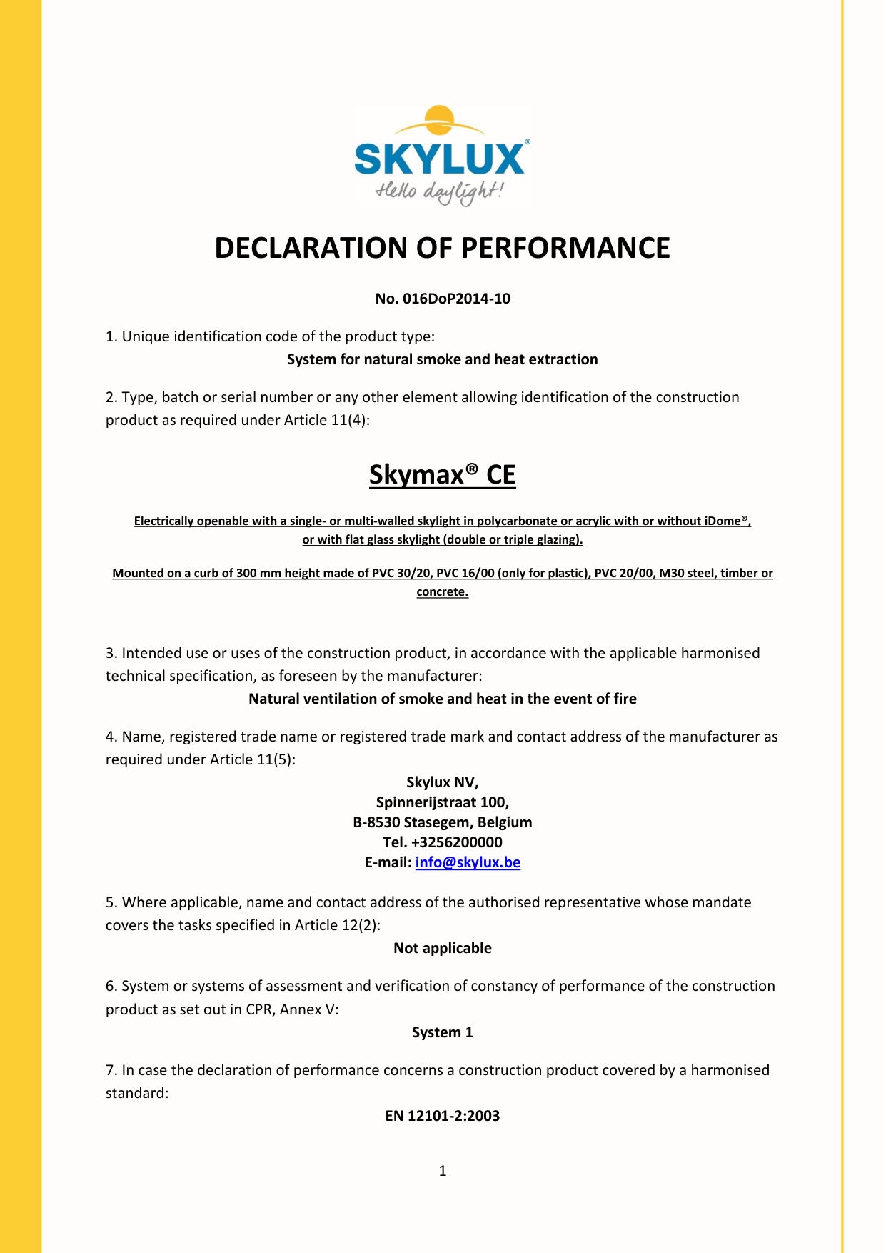 DOP (Declaration of Performance)