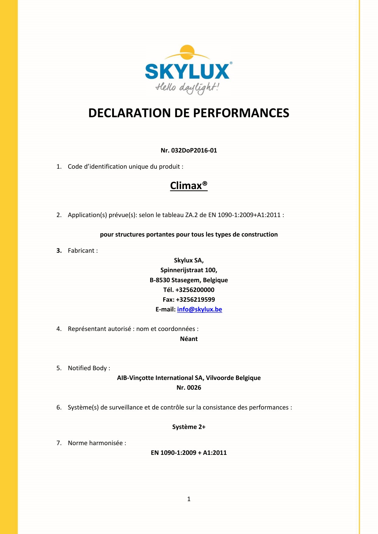 DOP (Declaration of Performance)