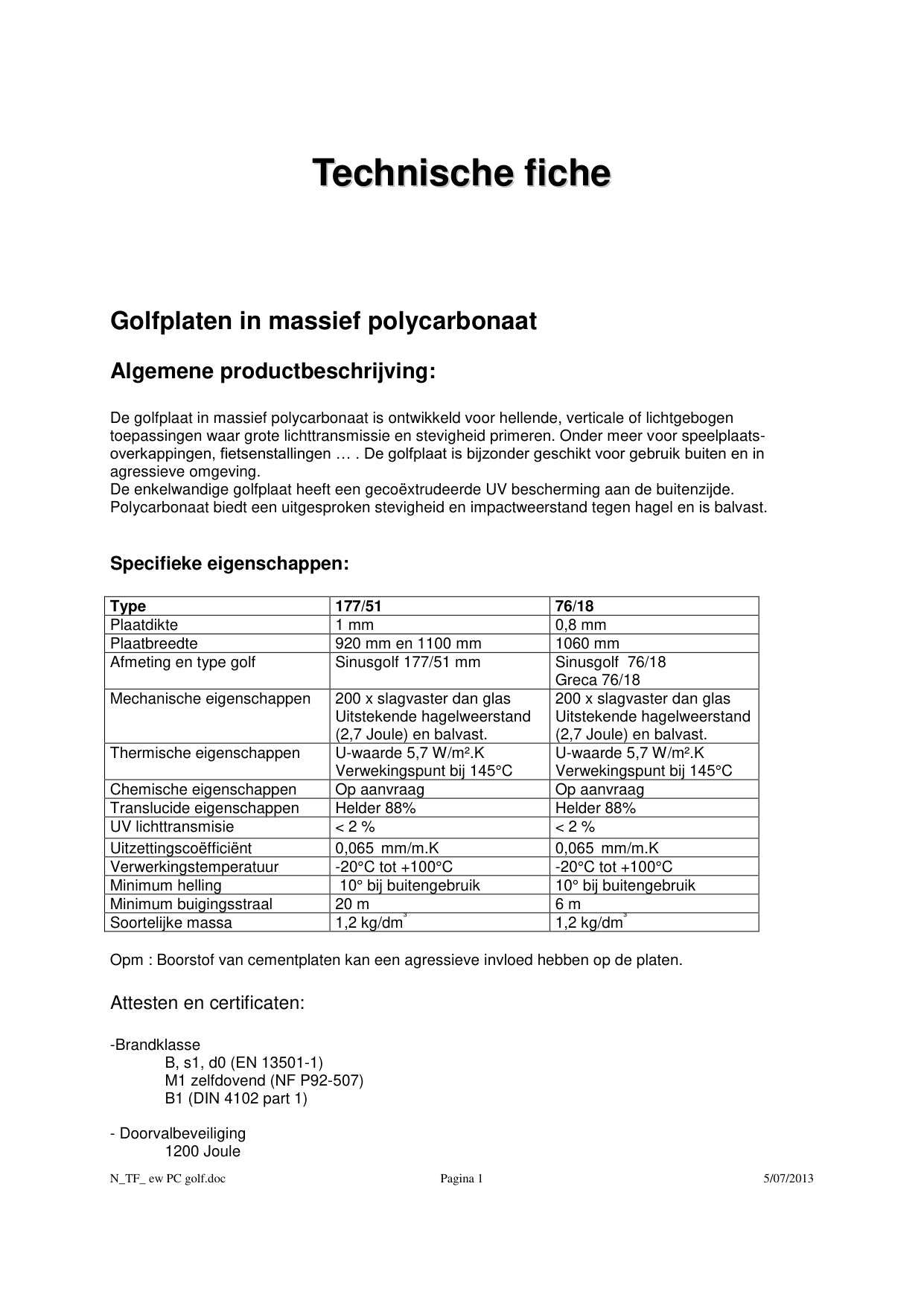 Technische Daten Stegplatten für Terrassenüberdachungen