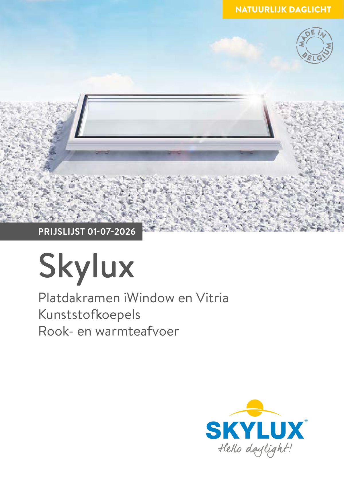 Price list skylights, flat roof windows and smoke and heat extraction