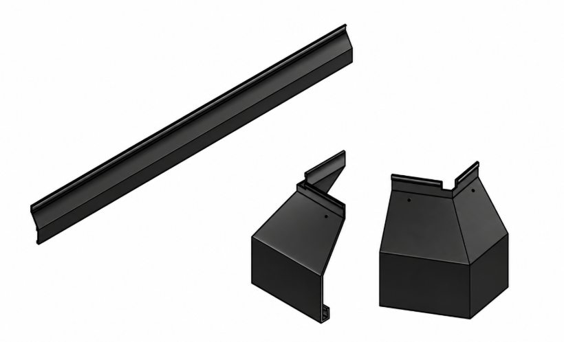 Set with aluminium flashing profile and corner pieces
