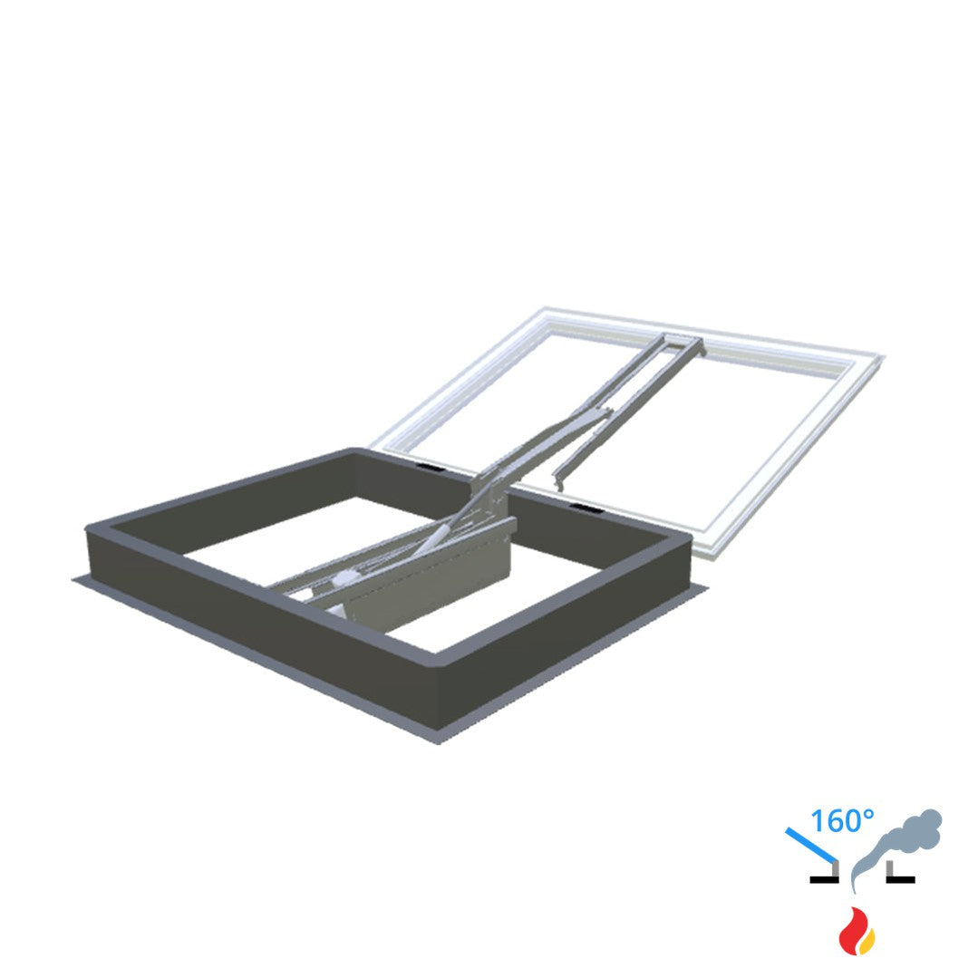 Skylux 160° CE met koepel en metaalopstand met LM-motor 0800 x 1300 mm
