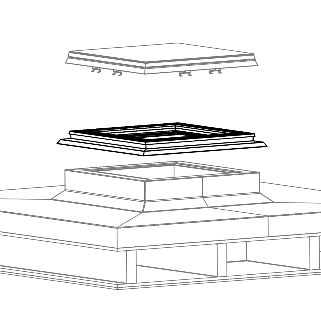 renovatiekader pvc met inserts voor lichtkoepel of platdakraam 0400 x 0700 mm