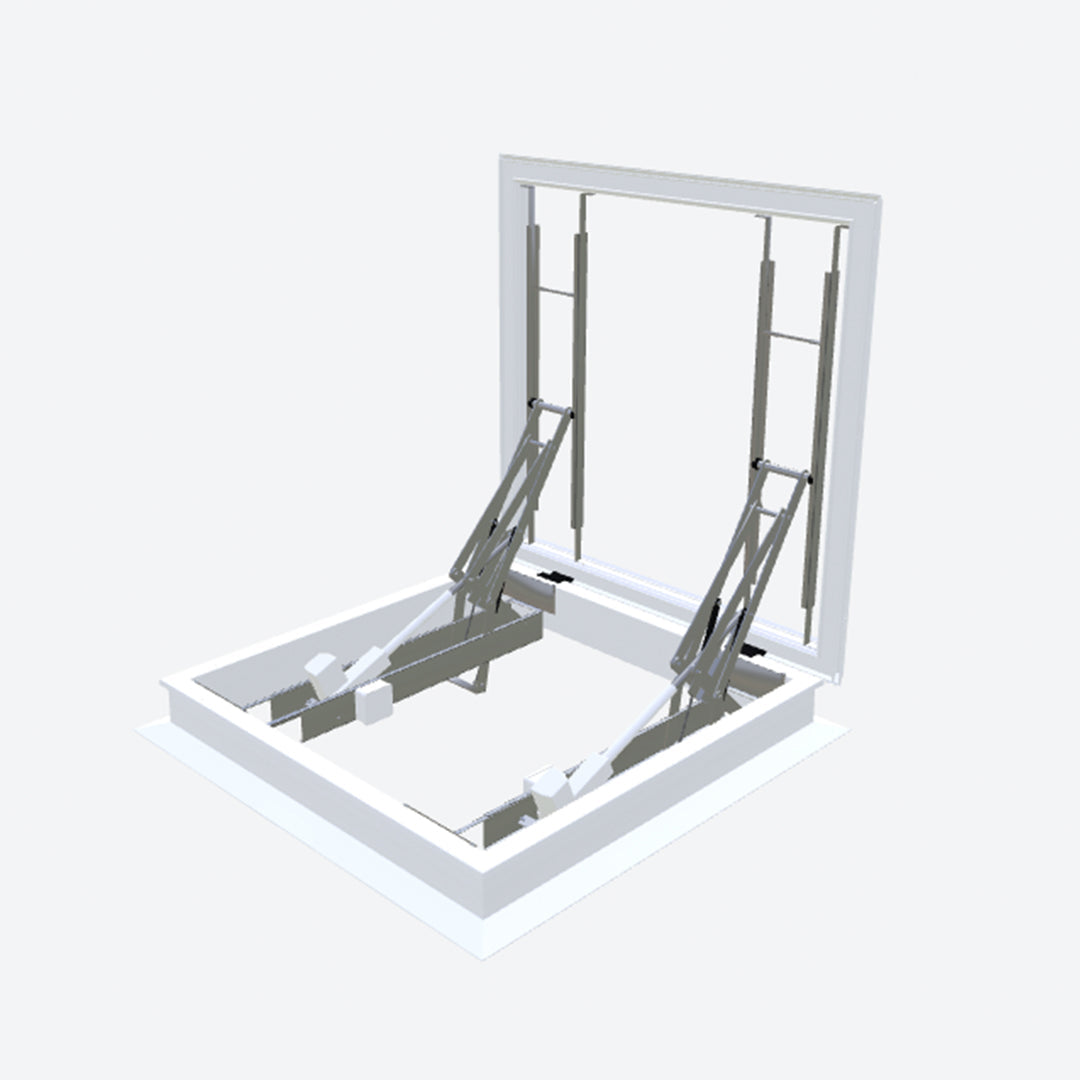 Elektrische daktoegang met polyester opstand 30/00 & iDome hybride koepel 900 x 900 mm - Dakopening = dagmaat
