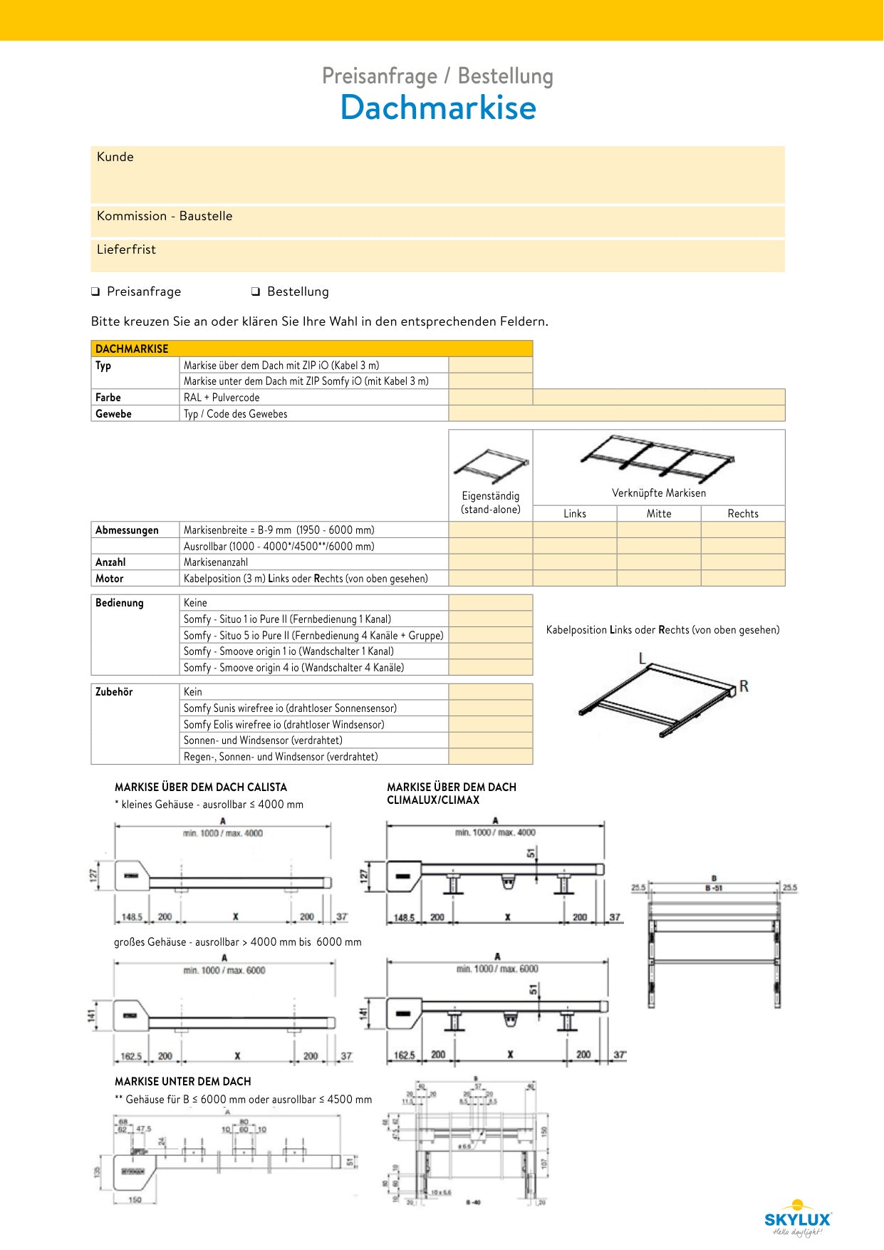 Order forms - canopies