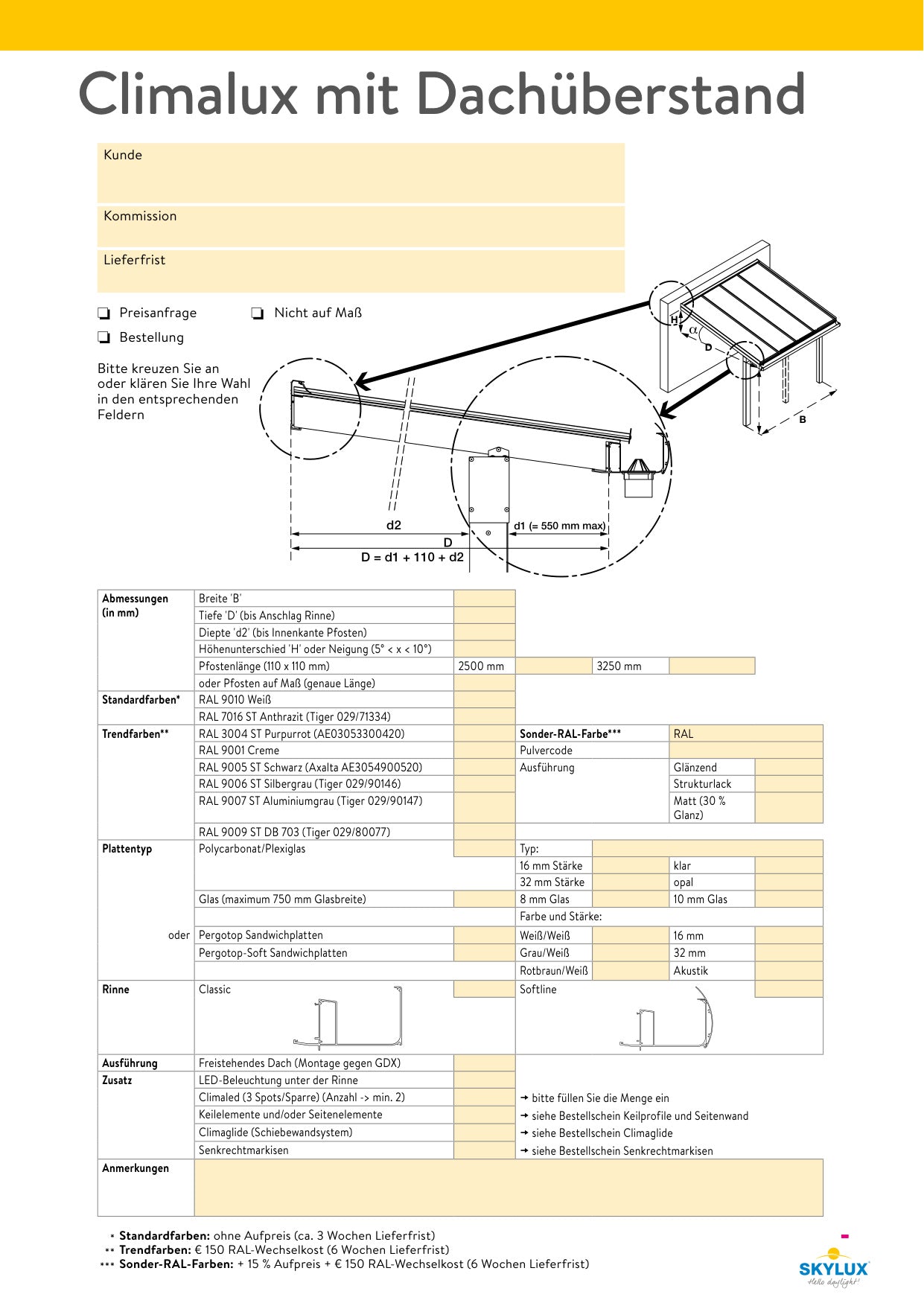 Order forms - canopies