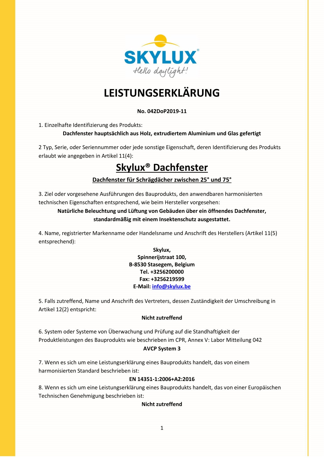 DOP (Declaration of Performance)