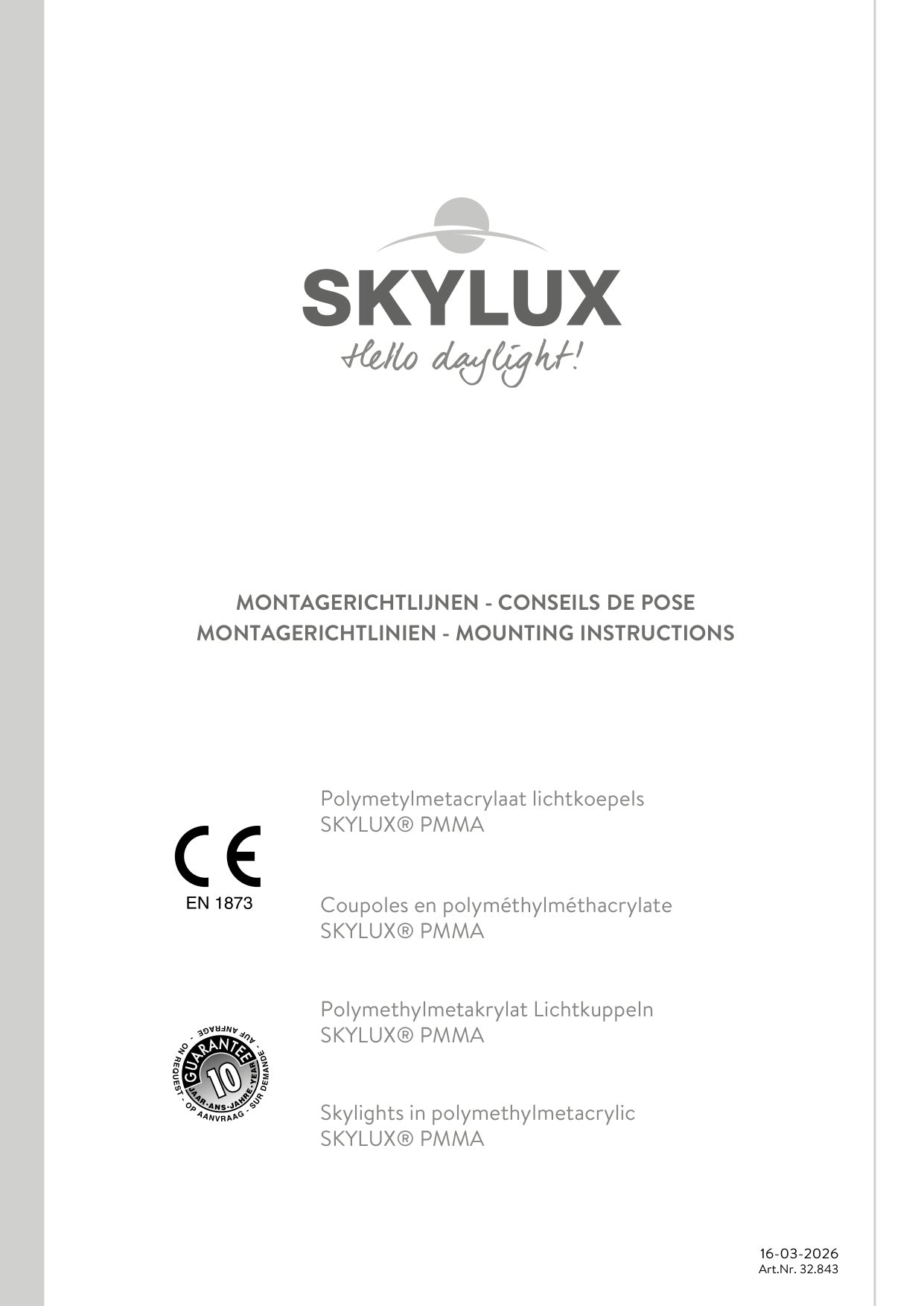 Installation instructions - Plastic skylights