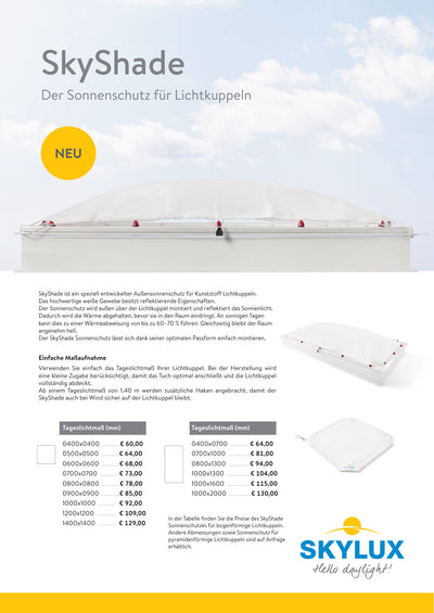 Prijslijst SkyShade