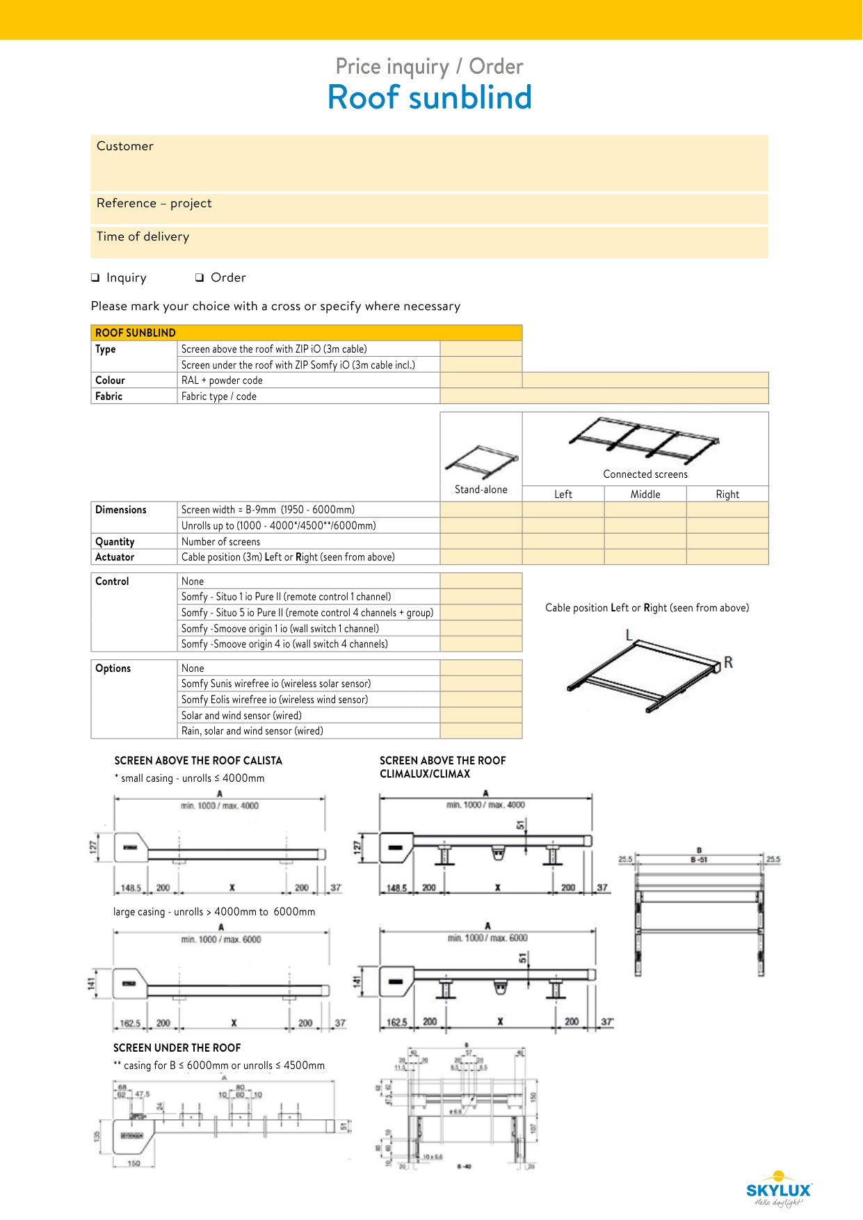 Order forms - canopies
