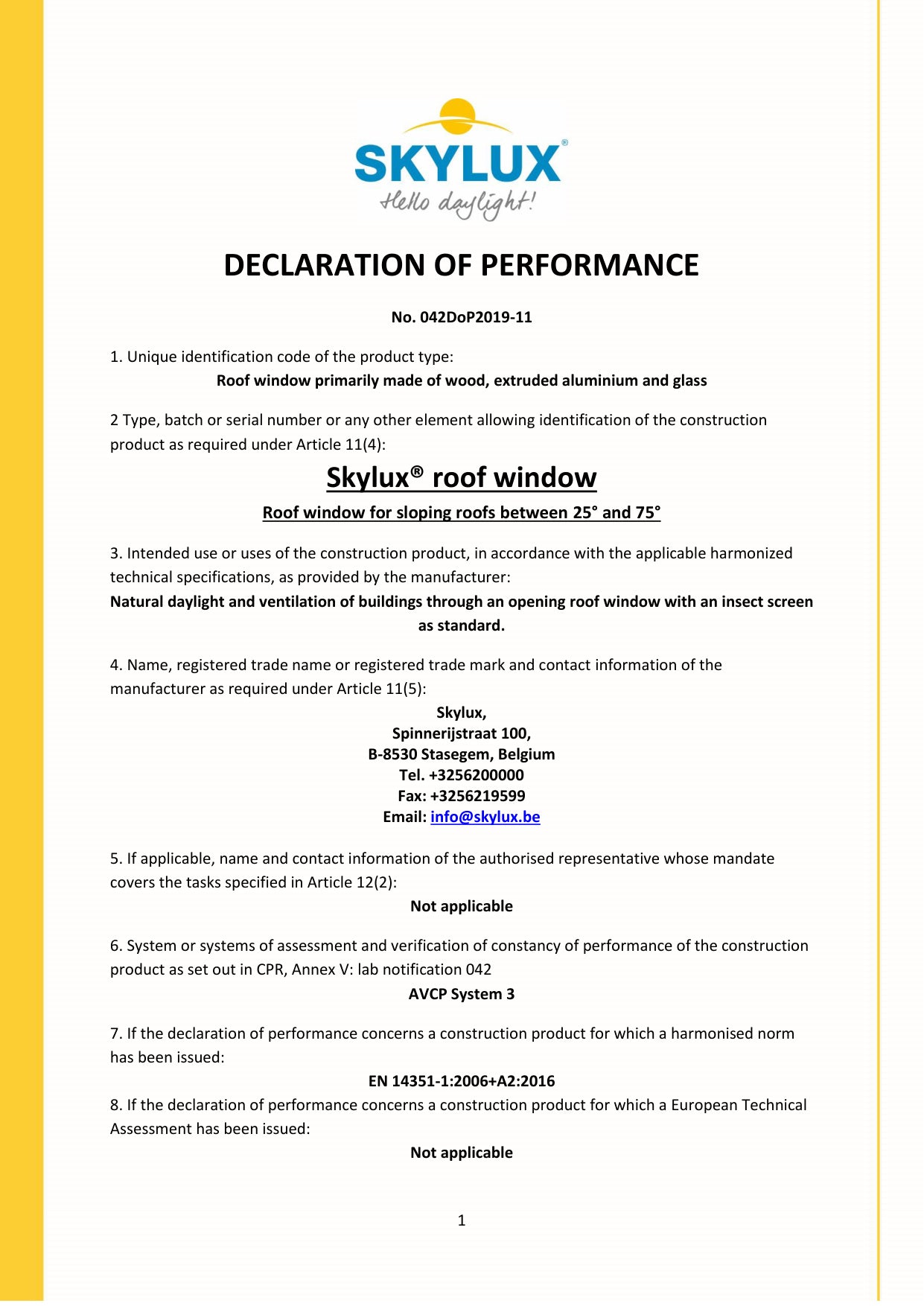 DOP (Declaration of Performance)