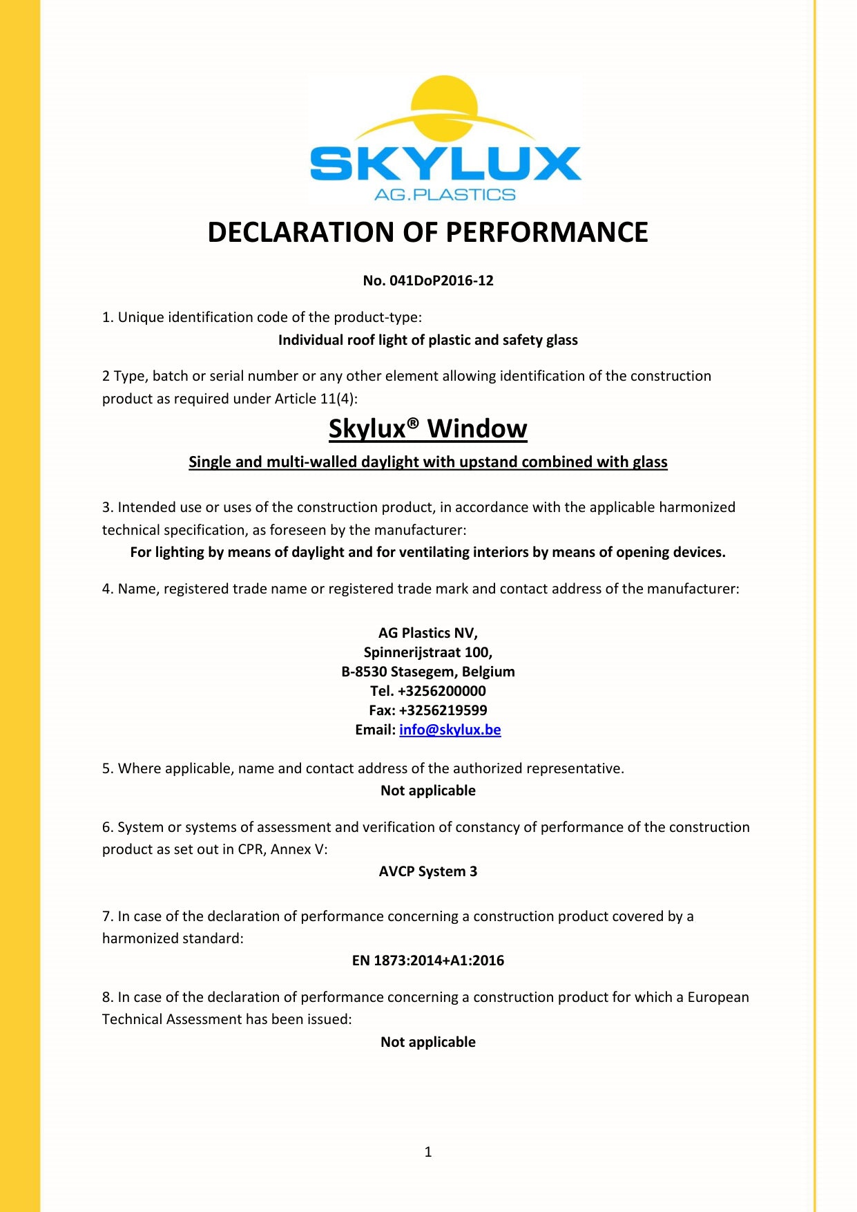 DOP (Declaration of Performance)