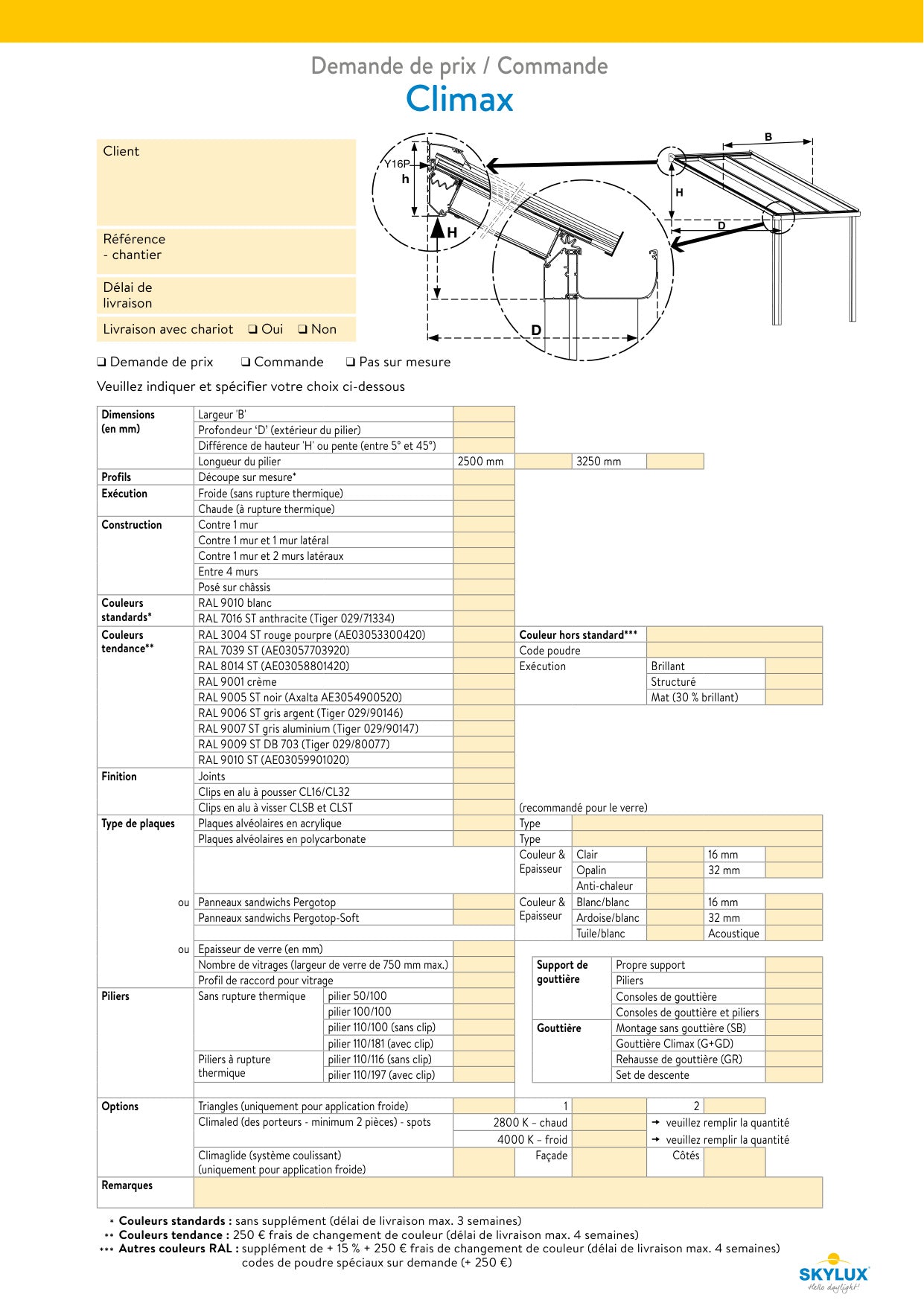 Order forms - canopies
