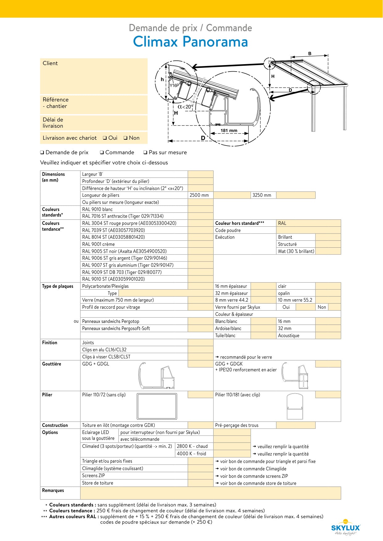 Order forms - canopies