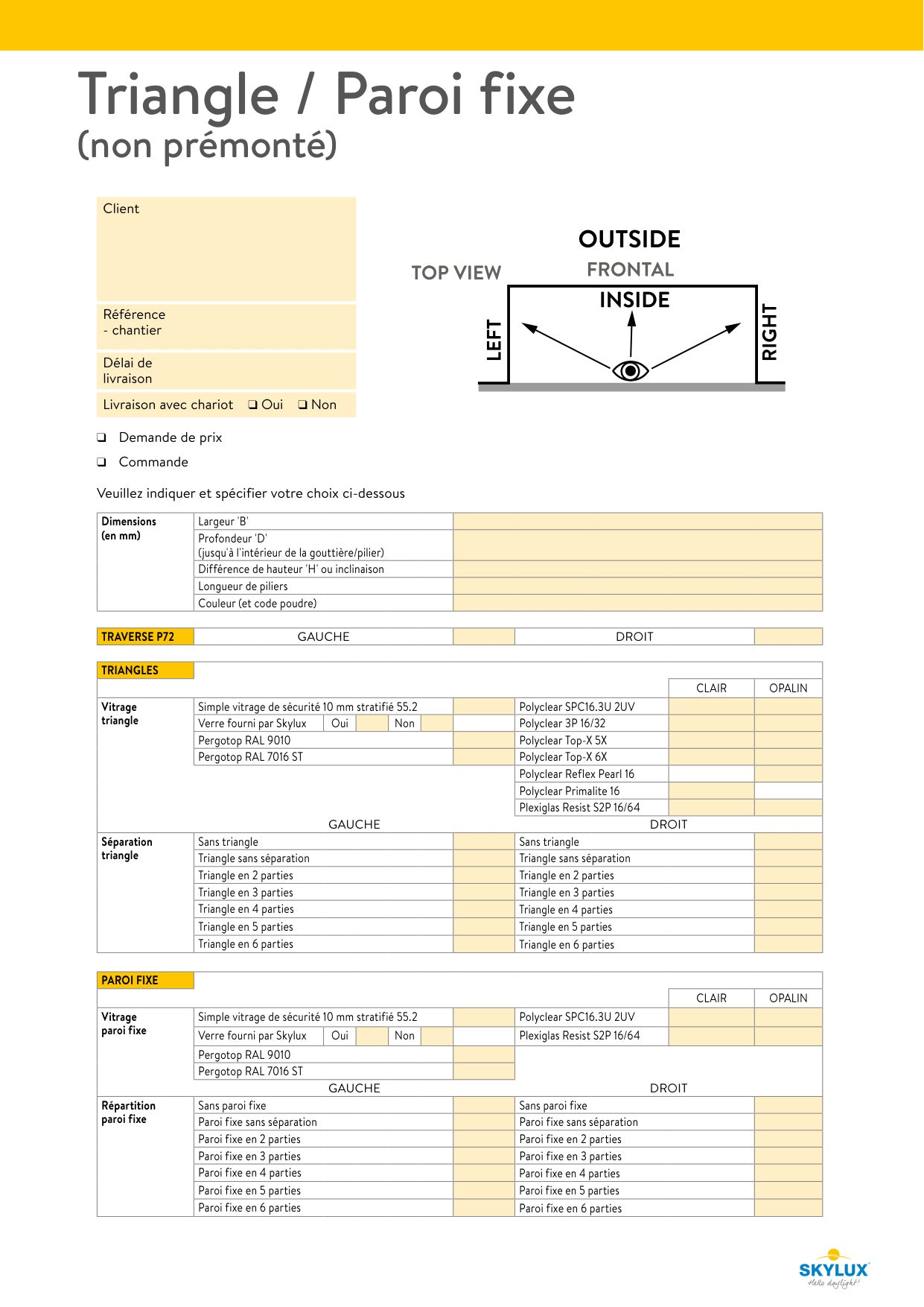 Order forms - canopies