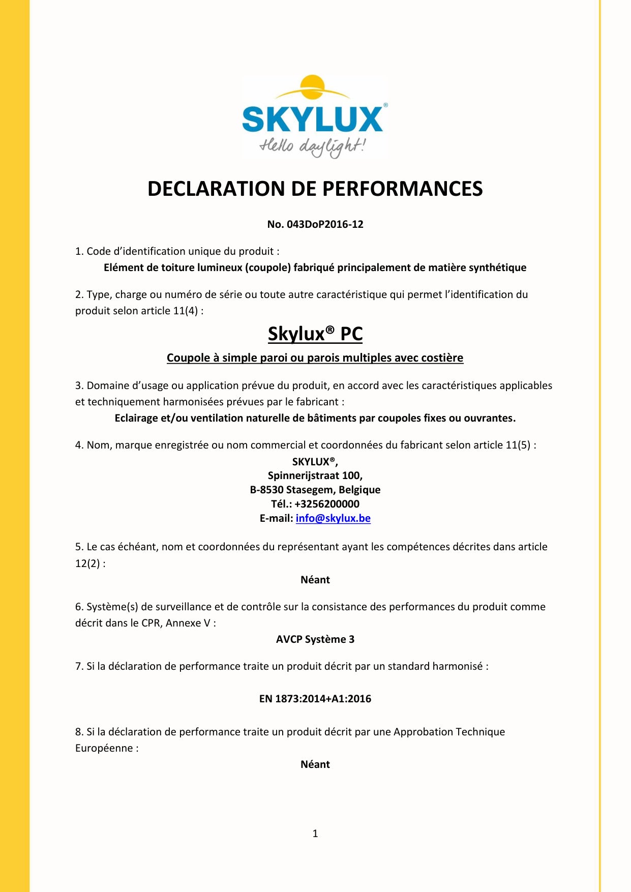 DOP (Declaration of Performance)