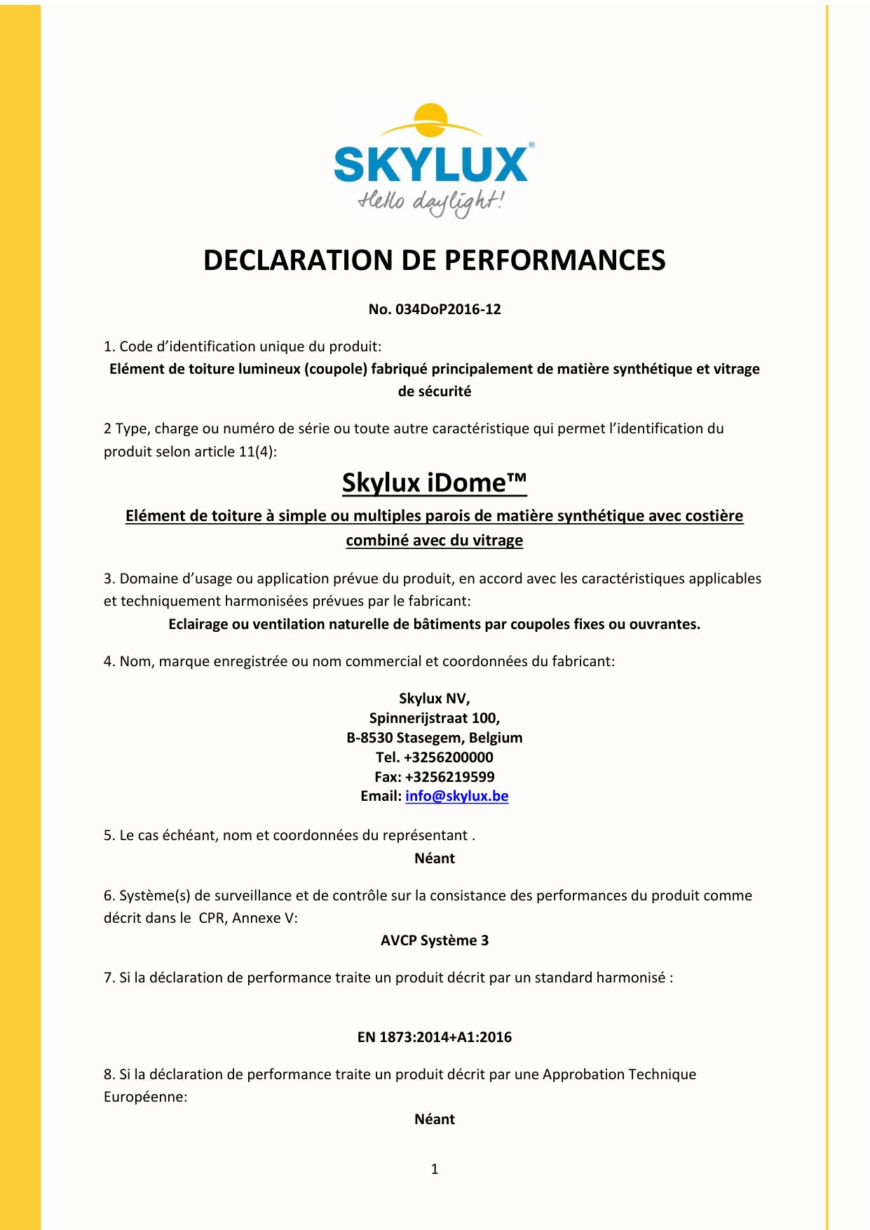 DOP (Declaration of Performance)