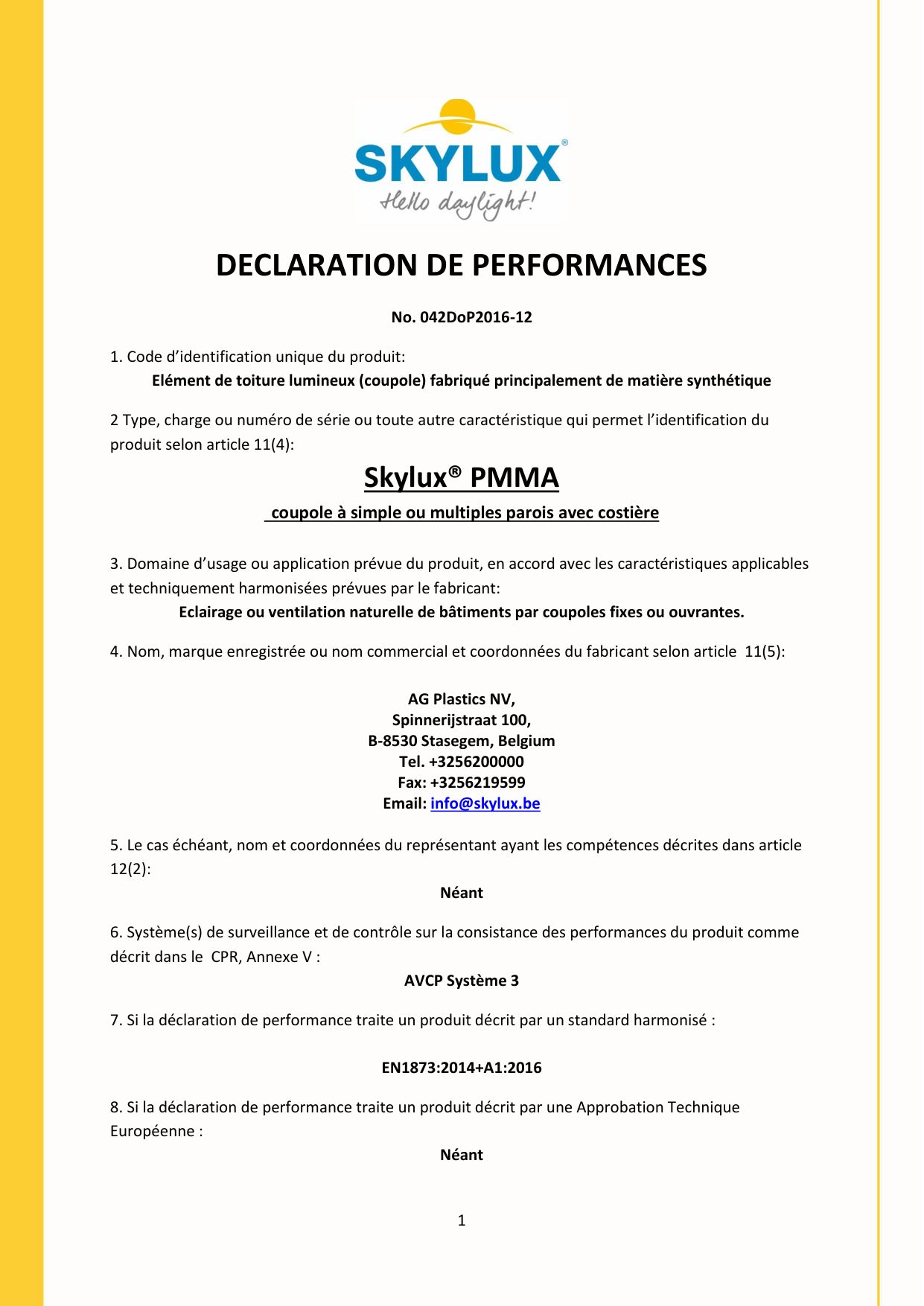 DOP (Declaration of Performance)