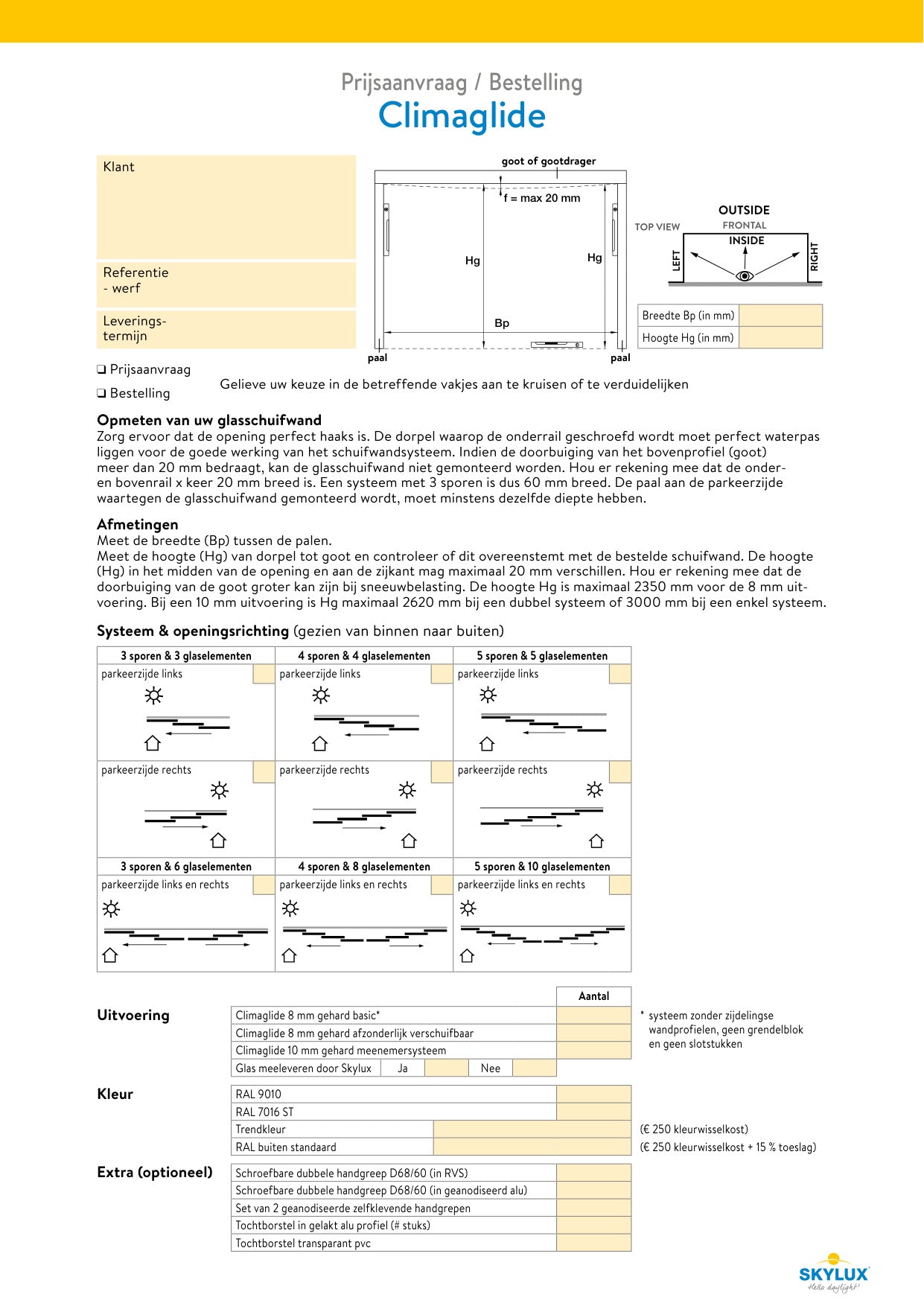 Order forms - canopies