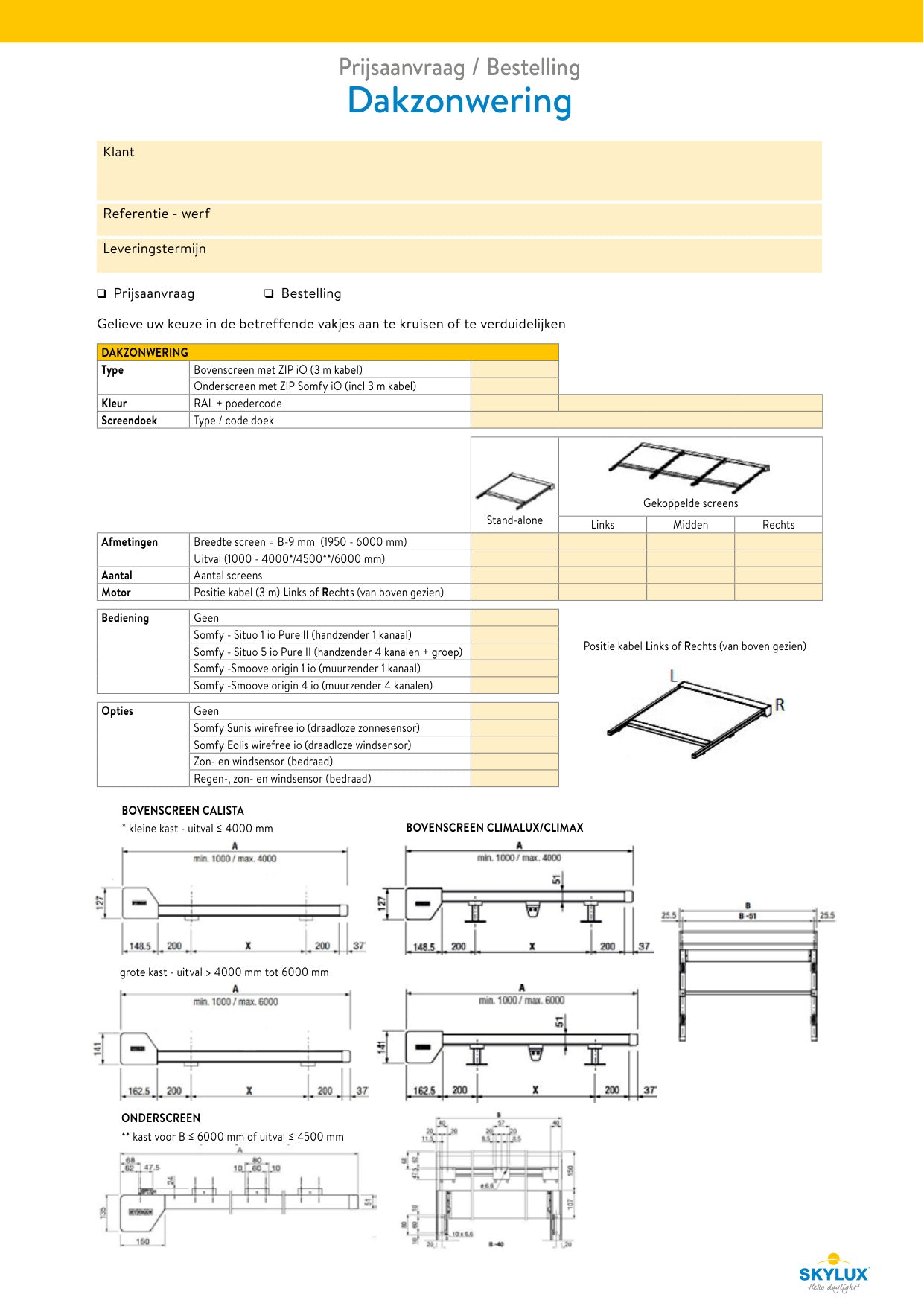 Order forms - canopies