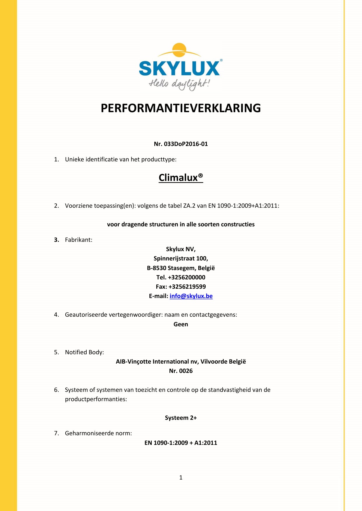 DOP (Declaration of Performance)