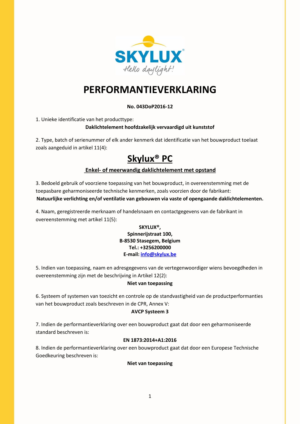 DOP (Declaration of Performance)