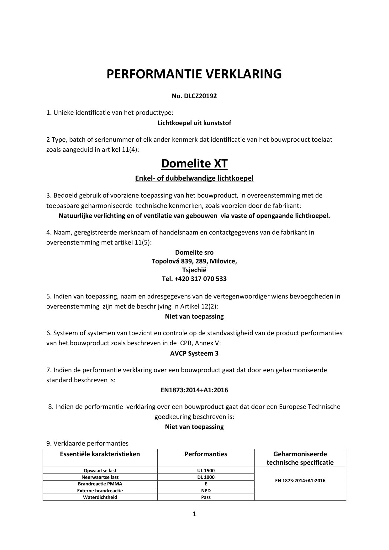DOP (Declaration of Performance)