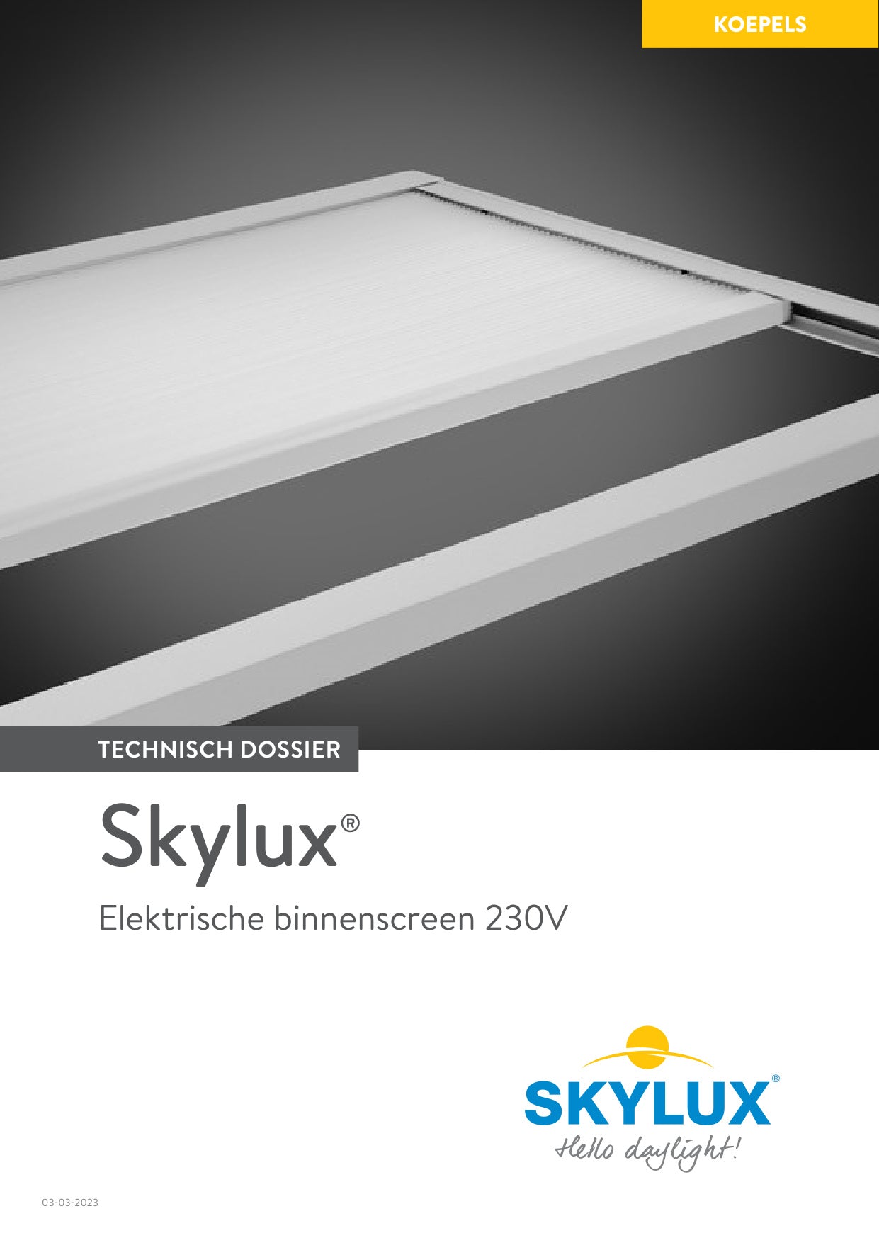 Technical file Electric interior sunblind 230V 