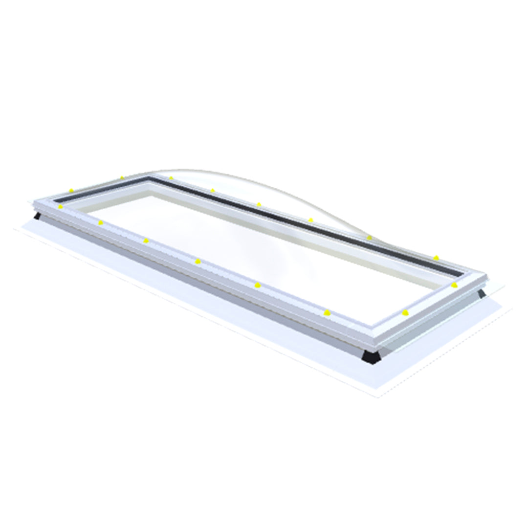 Skylux iDome voorgemonteerd - vaste uitvoering helder - met 16/20 EP opstand 1200 x 1800 mm