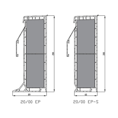 Stapelbare pvc-opstand 20/00 EP-S voor verhoging (20cm) lichtkoepel of platdakraam met 4 inserts 1100 x 1100 mm