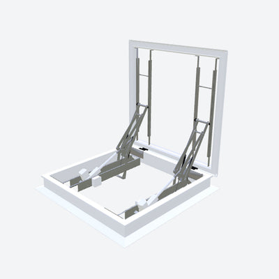 Elektrische daktoegang met polyester opstand 30/00 & iDome hybride koepel 1200 x 1200 mm - Dakopening = dagmaat